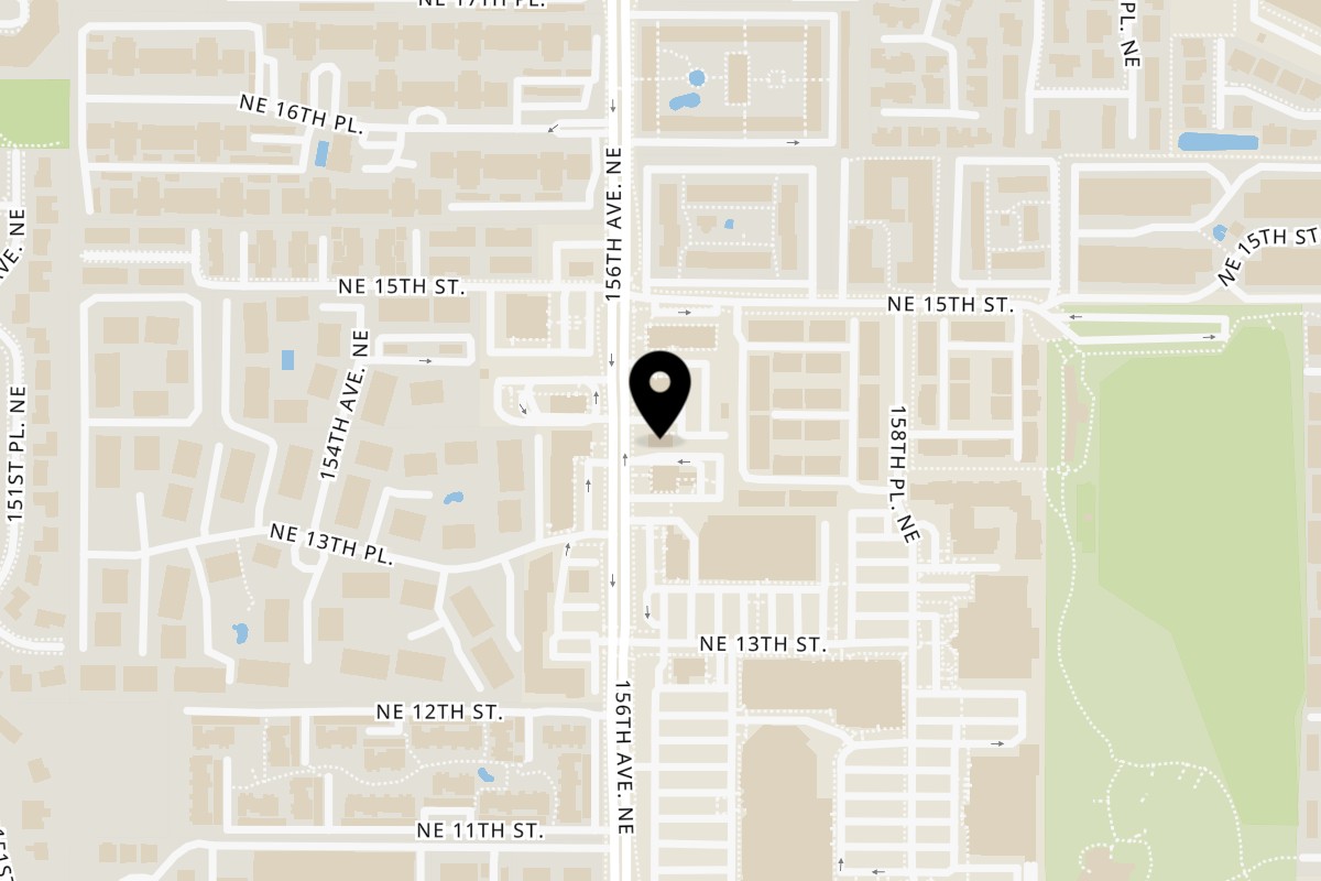 Map showing the location of Ruchi Indian Restaurant on 1360 156th Ave NE in Bellevue